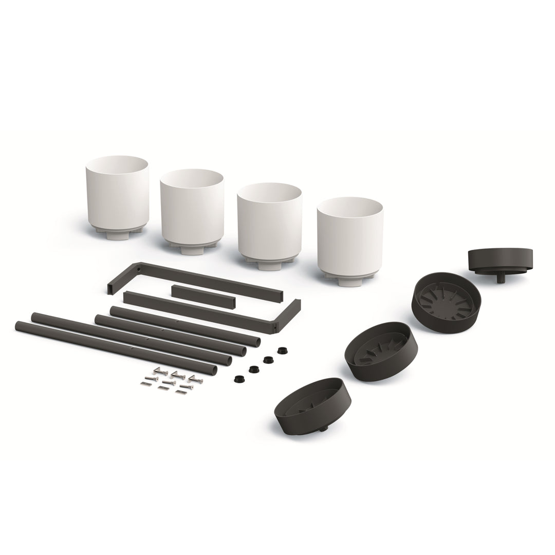 Prosperplast Bloomie Stand Portafiori con 4 vasi Portafiori 125x55x81,5cm Struttura in metallo Bianco