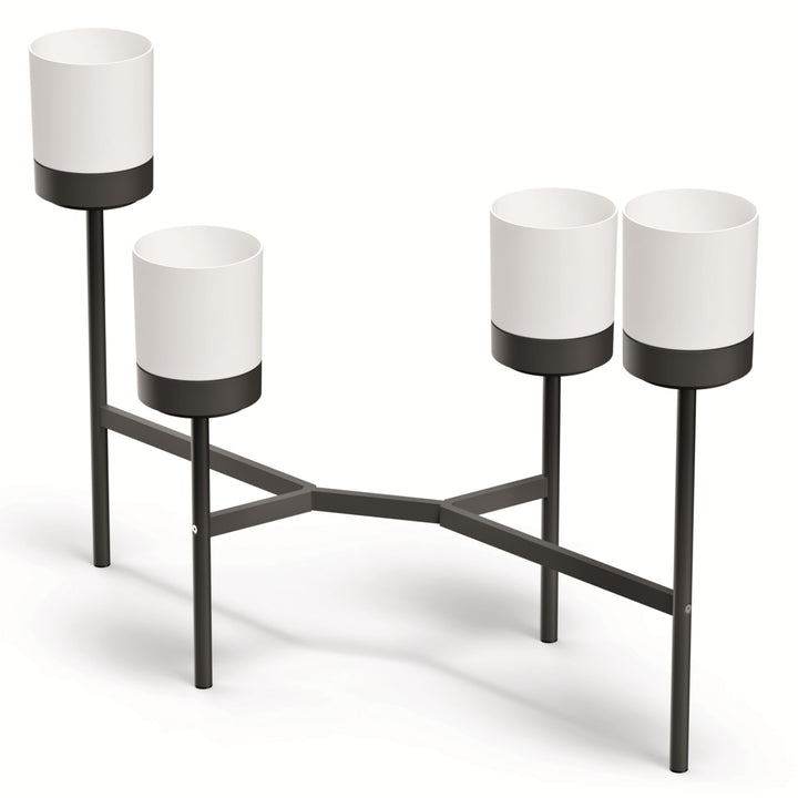 Prosperplast Bloomie Stand Portafiori con 4 vasi Portafiori 125x55x81,5cm Struttura in metallo Bianco