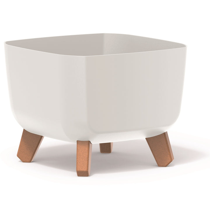 Prosperplast Gracia Square Vaso da fiori quadrato con gambe rimovibili incl. inserto per uso interno ed esterno Vaso quadrato in plastica resistente ai raggi UV 24x24x18,7cm Bianco