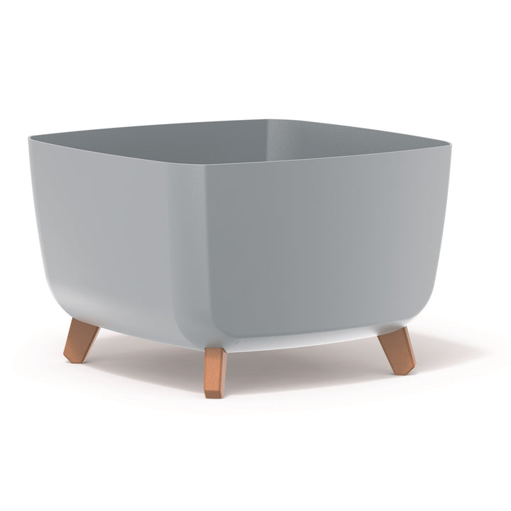 Prosperplast Gracia Square Vaso da fiori quadrato con gambe rimovibili incl. inserto per uso interno ed esterno Vaso quadrato in plastica resistente ai raggi UV 39x39x27cm Grigio chiaro