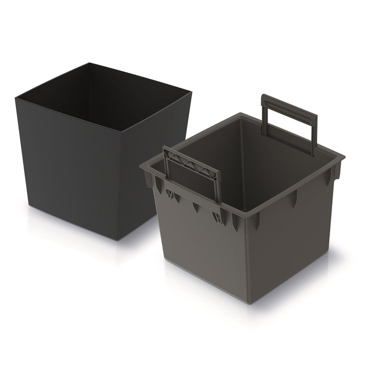 Prosperplast 2in1 Vaso da fiori con fioriera interna Vaso per erbe in plastica quadrato 29,5 cm x 29,5 cm x 29 cm (antracite)