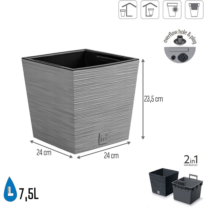 Fioriera Prosperplast Furu Square Low DFS240-422U - cemento