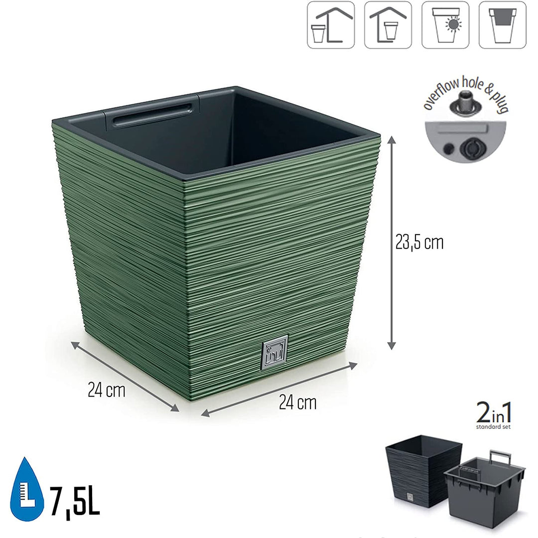 Fioriera Prosperplast Furu Square Low DFS240-5615C - verde