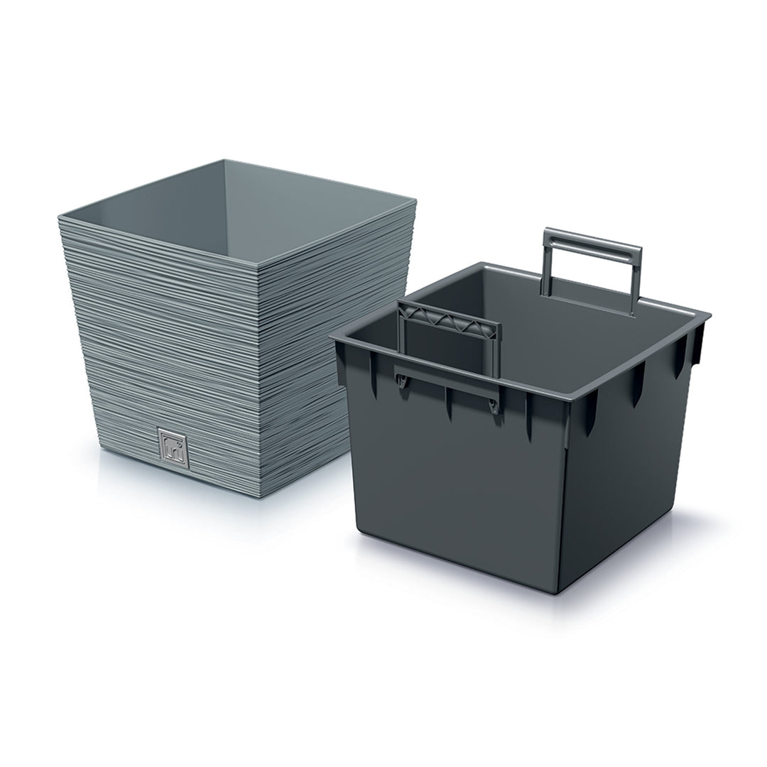 Prosperplast Furu Vaso basso quadrato con inserto DFS300-422U - colore cemento (grigio)