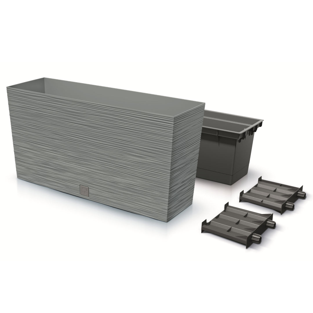 Prosperplast Furu Case Middle Planter con vaso interno Vaso per piante Fioriera  uso interno ed esterno Rettangolare in plastica 77x23,5x41cm (cemento)