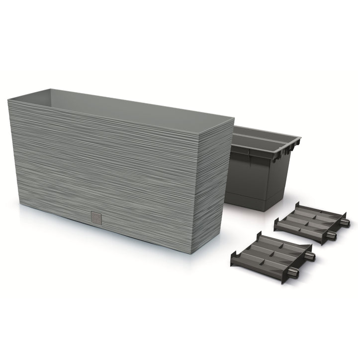Prosperplast Furu Case Middle Planter con vaso interno Vaso per piante Fioriera  uso interno ed esterno Rettangolare in plastica 77x23,5x41cm (cemento)