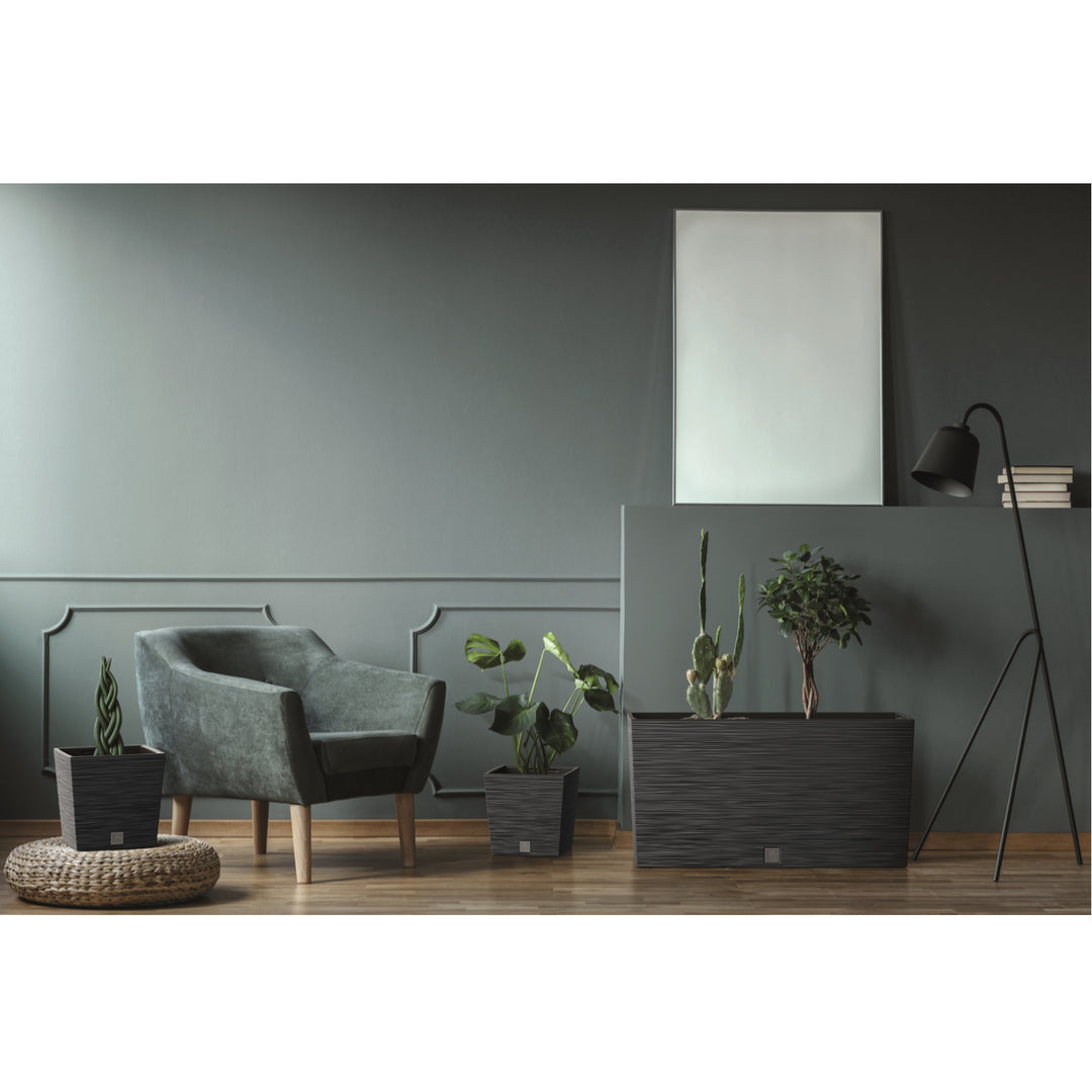 Prosperplast Furu Case Middle Planter con vaso interno Vaso per piante Fioriera  uso interno ed esterno Rettangolare in plastica 77x23,5x41cm (cemento)