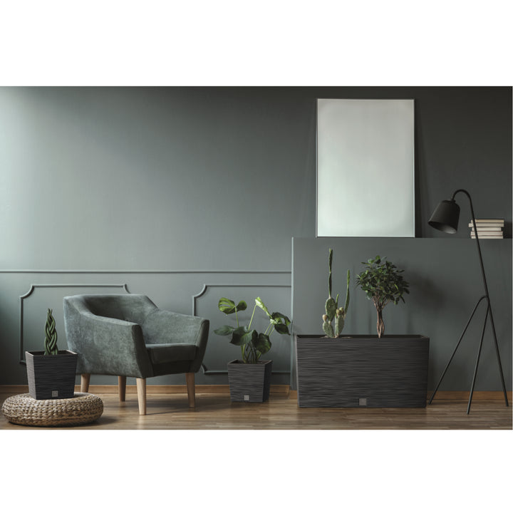 Prosperplast Furu Case Middle Planter con vaso interno Vaso per piante Fioriera  uso interno ed esterno Rettangolare in plastica 77x23,5x41cm (cemento)