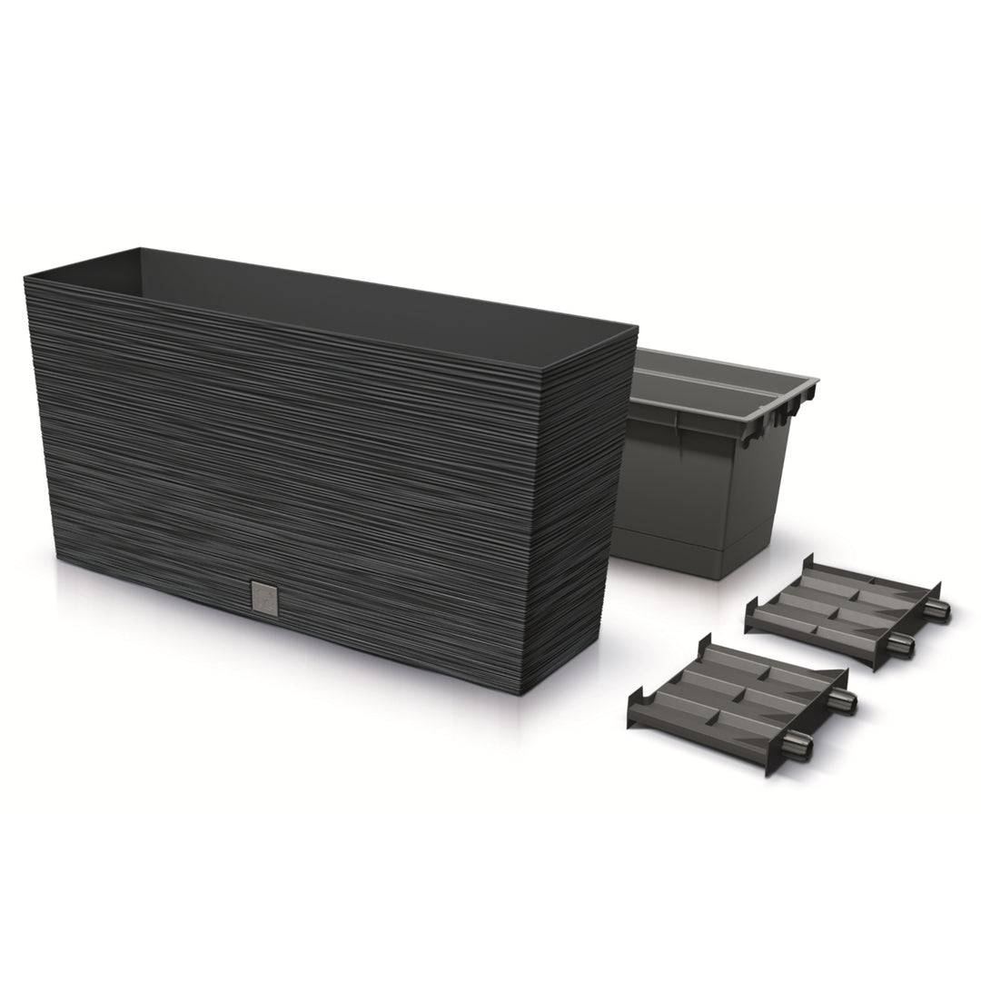 Prosperplast Furu Case Middle Planter con vaso interno Vaso per piante Fioriera uso interno ed esterno Rettangolare in plastica  77x23,5x41cm (Antracite)