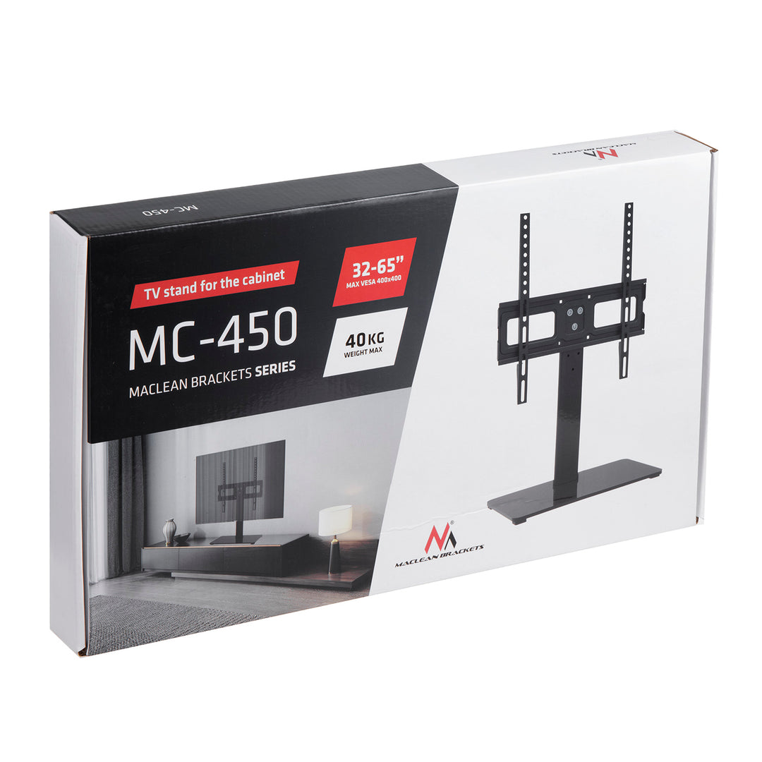 Maclean MC-450 Supporto TV universale per mobile RTV, supporto, max. 40 kg, max. VESA 400x400, per TV 32-65"