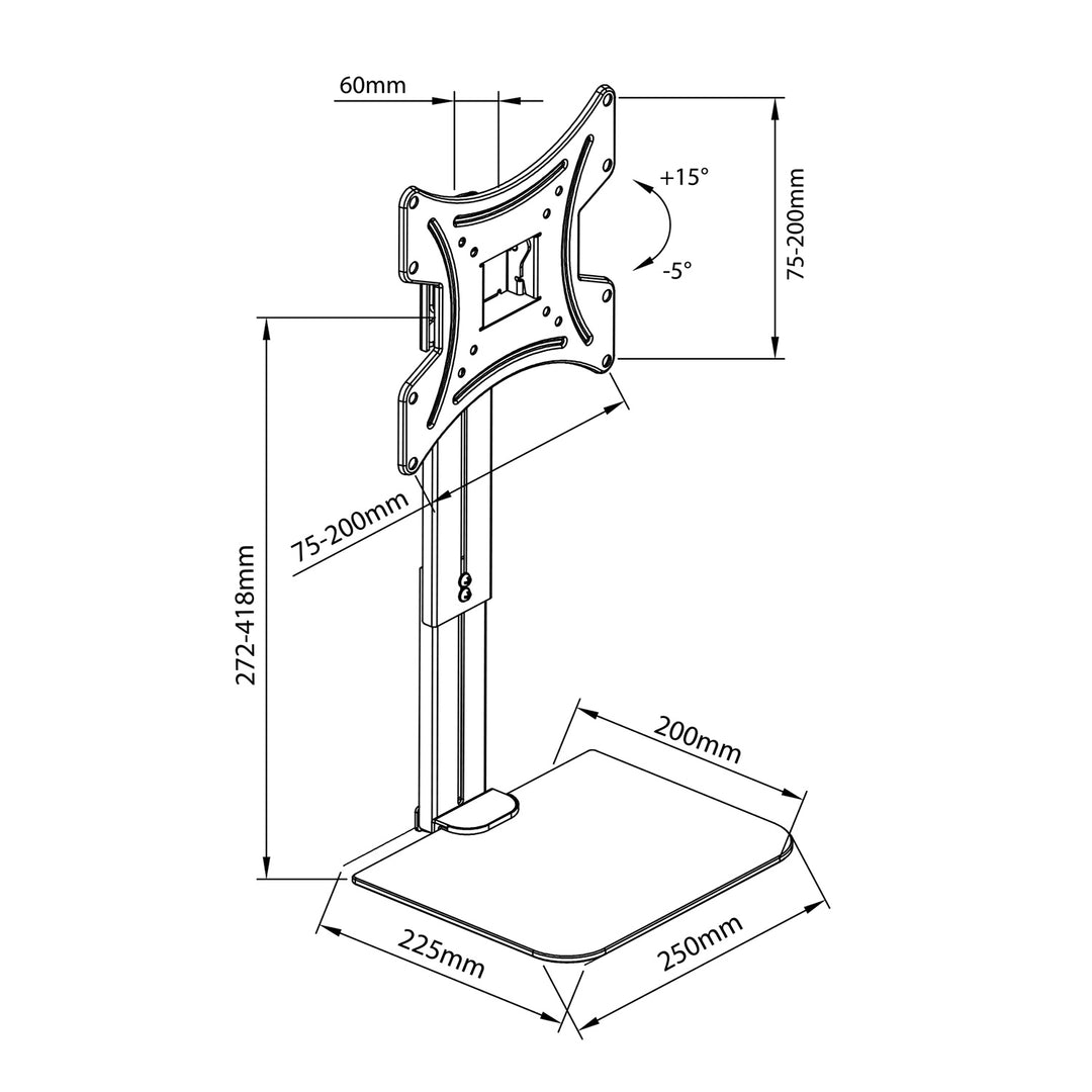 Maclean MC-451 Supporto a parete per TV con ripiano , max. 20 kg, max. VESA 200x200, per TV 15-42"