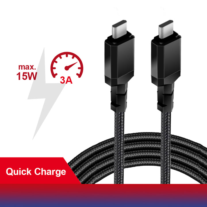 Cavo 2 x USB-C 15W Maclean, supporto Carica rapida QC 3.0, trasferimento dati, 3A, , nero, lunghezza 1m, MCE493