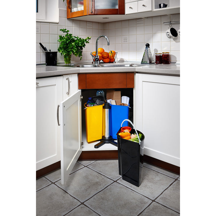 ECOBIN Set di 3 pattumiere rotanti per la raccolta differenziata 3x 11,7L