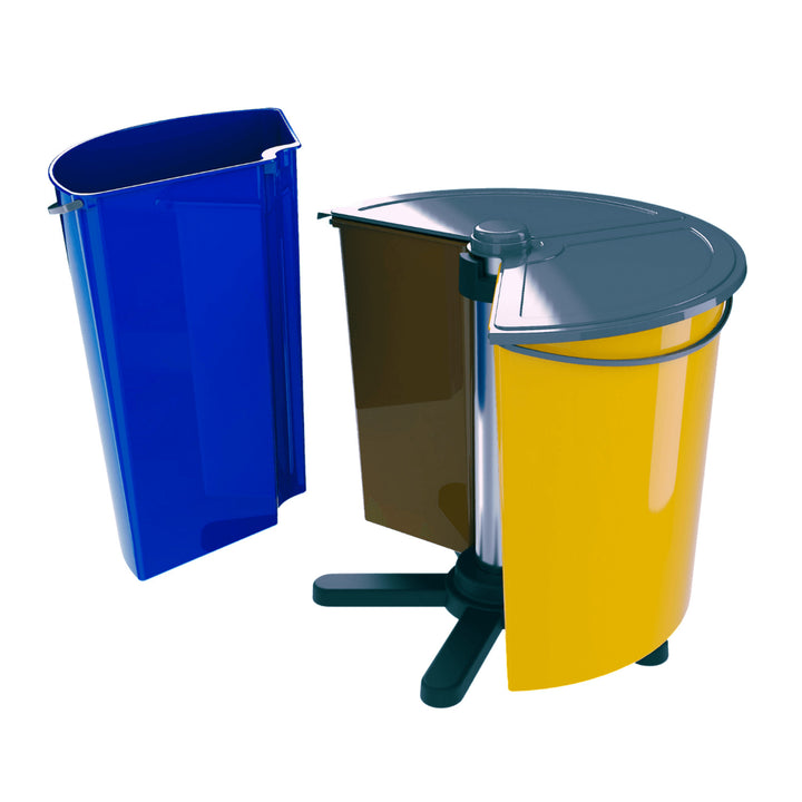 ECOBIN Set di 3 pattumiere rotanti per la raccolta differenziata con coperchio