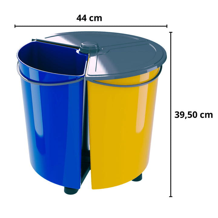 ECOBIN Set di 3 pattumiere rotanti per la raccolta differenziata con coperchio
