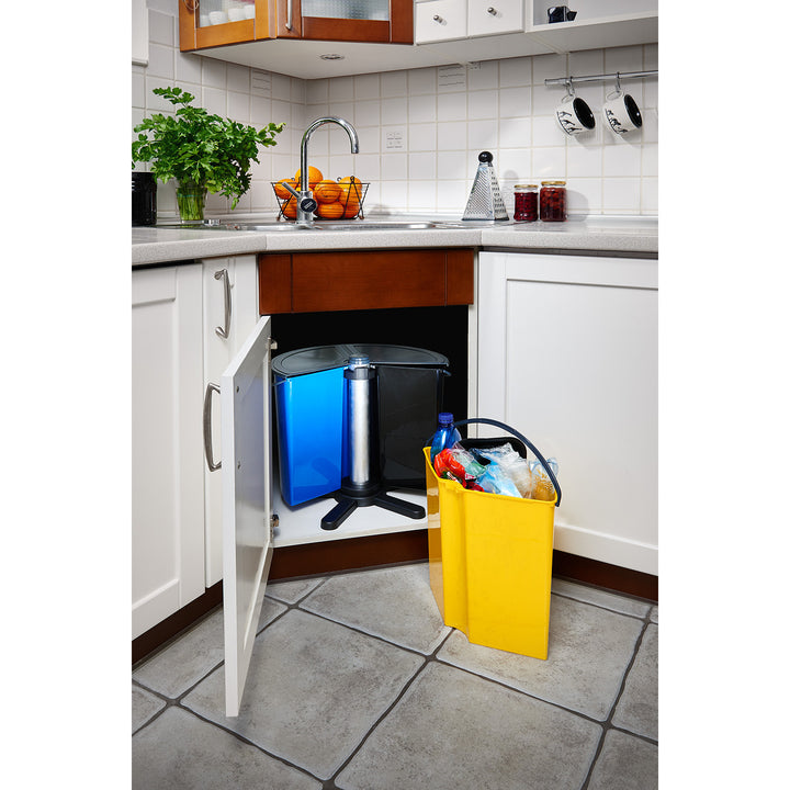 ECOBIN Set di 3 pattumiere rotanti per la raccolta differenziata con coperchio
