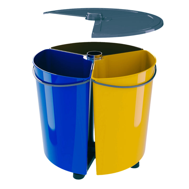 ECOBIN Set di 3 pattumiere rotanti per la raccolta differenziata con coperchio