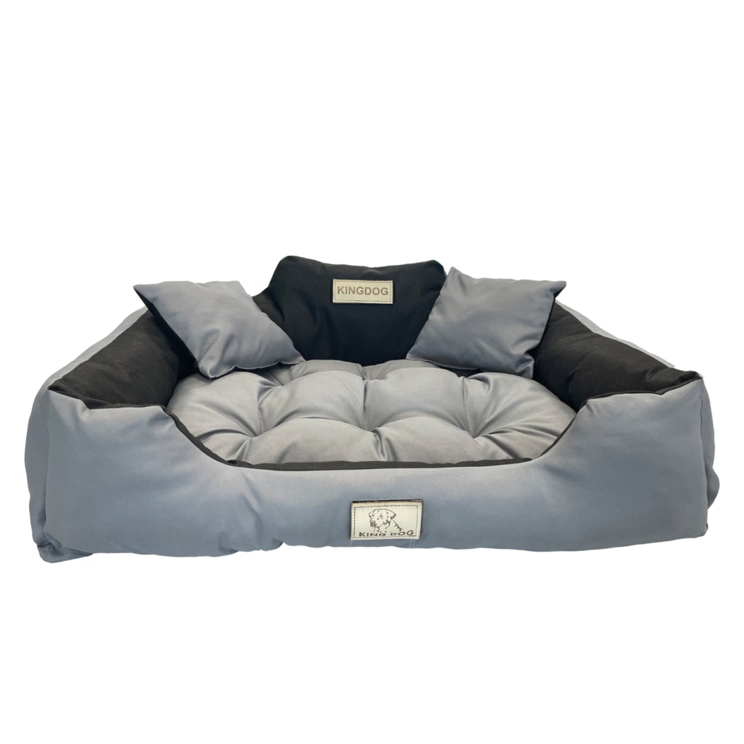 KingDog Letto per cani e gatti  130 x 105  grigio/nero Cuccia XXL con due cuscini