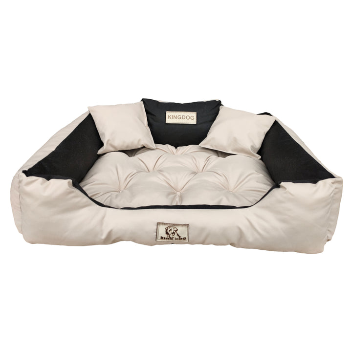 KingDog  Letto per cani 130 x 105130 x 10 cm confortevole beige e nero Cuccia con due cuscini