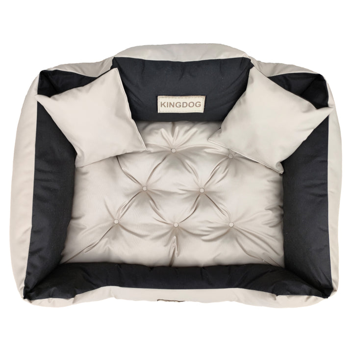 KingDog  Letto per cani 130 x 105130 x 10 cm confortevole beige e nero Cuccia con due cuscini