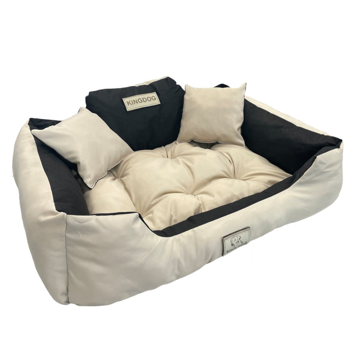 KingDog  Letto per cani 130 x 105130 x 10 cm confortevole beige e nero Cuccia con due cuscini