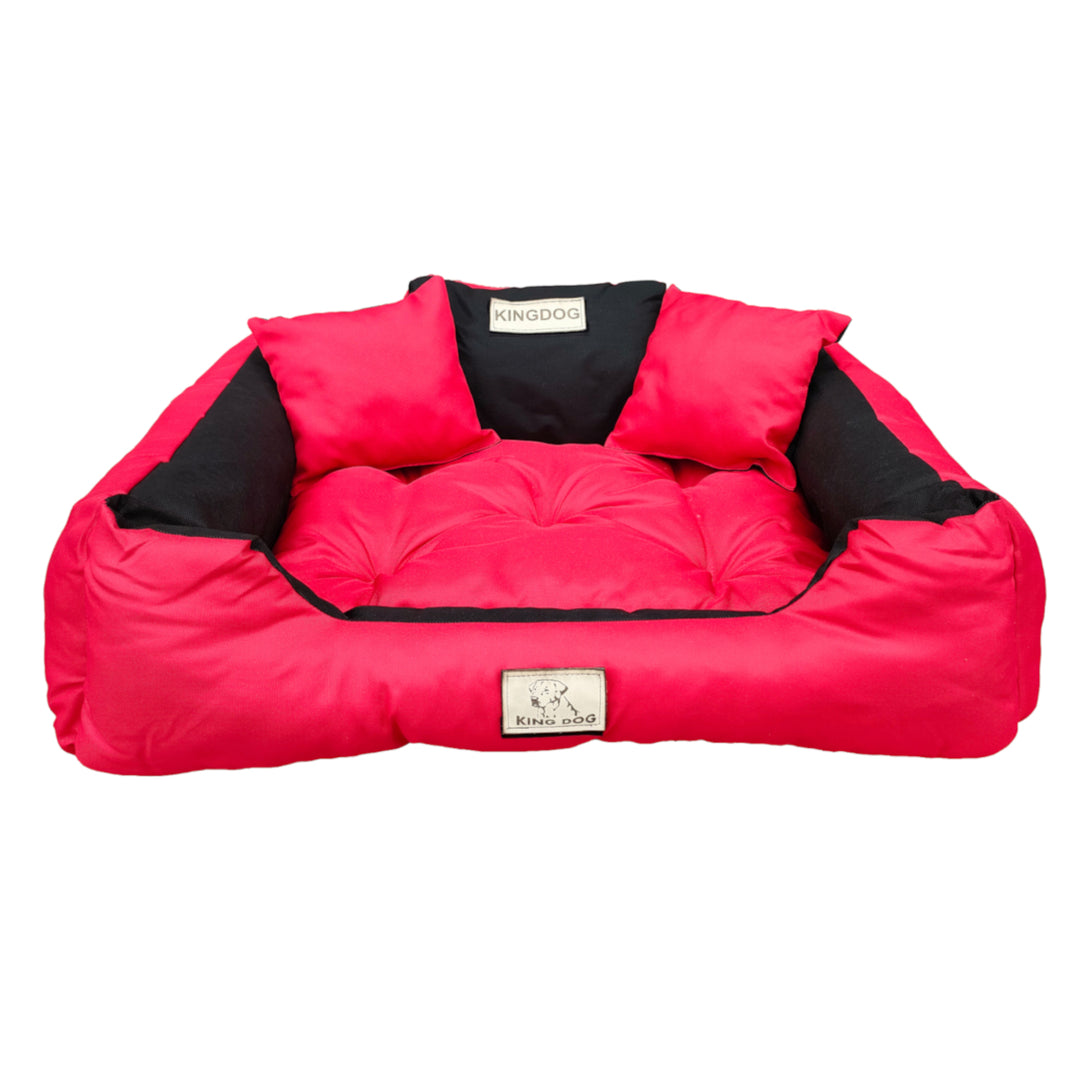 Letto per cani e gatti con due cuscini Cuccia per animali domestici Lavabile Materiale PVC impermeabile (XXL 130 x 105 cm, rosso)