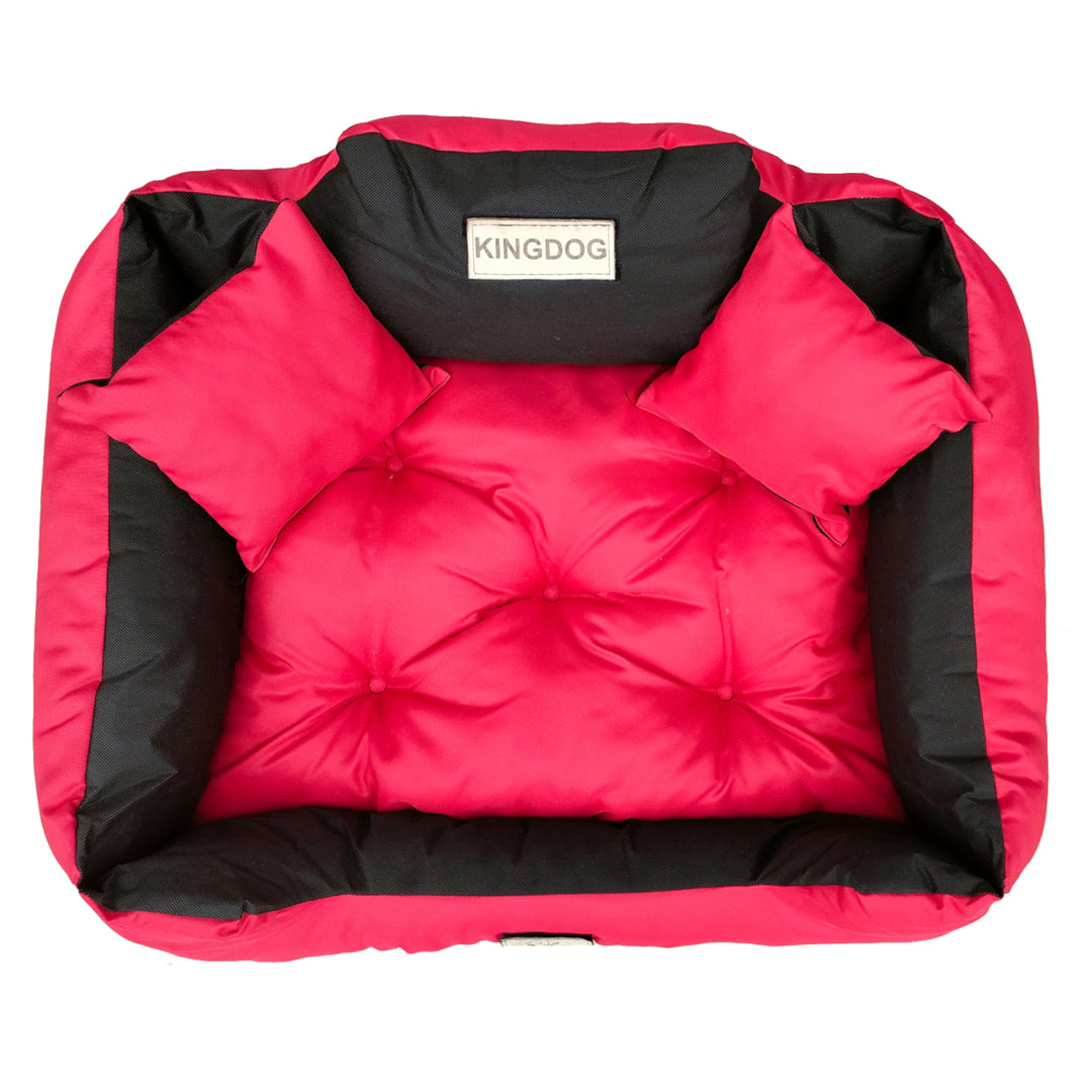 Letto per cani e gatti con due cuscini Cuccia per animali domestici Lavabile Materiale PVC impermeabile (XXL 130 x 105 cm, rosso)