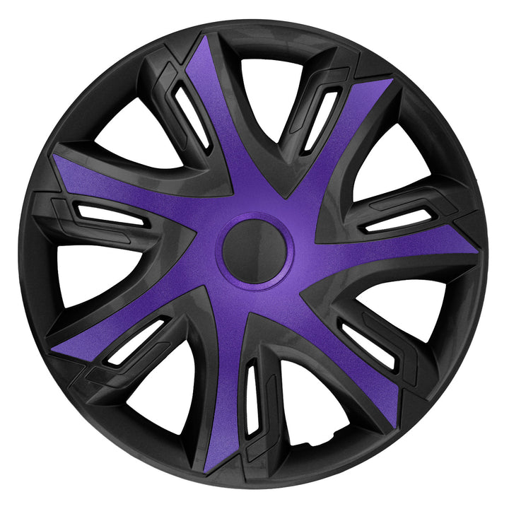 NRM N-Power Copricerchi per cerchi in acciaio Set di 4 copricerchi bicolore per auto Adatto alla maggior parte delle marche e dei cerchi Plastica ABS (viola/nero, 14")
