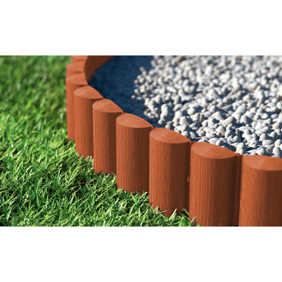 Steccato da giardino Cellfast, effetto legno, resistente al gelo, lunghezza 2,4 m, colore mattone, 34-033