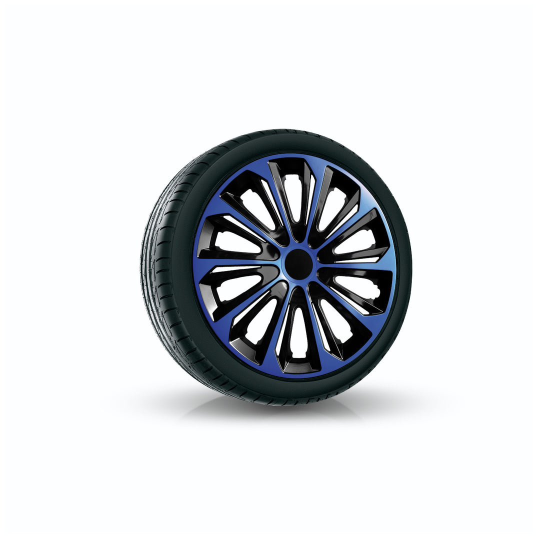 NRM Copricerchi Strong Duoper cerchi in acciaio bicolore Set di 4 copriruota per autoveicoli Adatto alla maggior parte delle marche e dei cerchi in plastica ABS Blu/Nero 16".