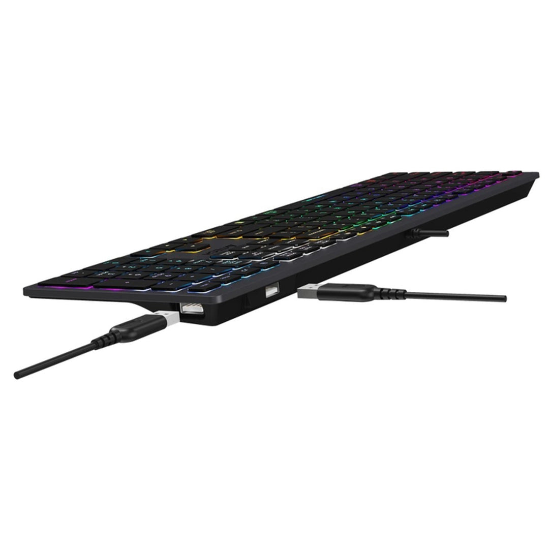 A4Tech FX60H Tastiera da gioco QWERTY 12 tasti multimediali 2x porte USB Porta USB Plug & Play Cablata Lunghezza cavo 1,5 m (retroilluminazione neon)
