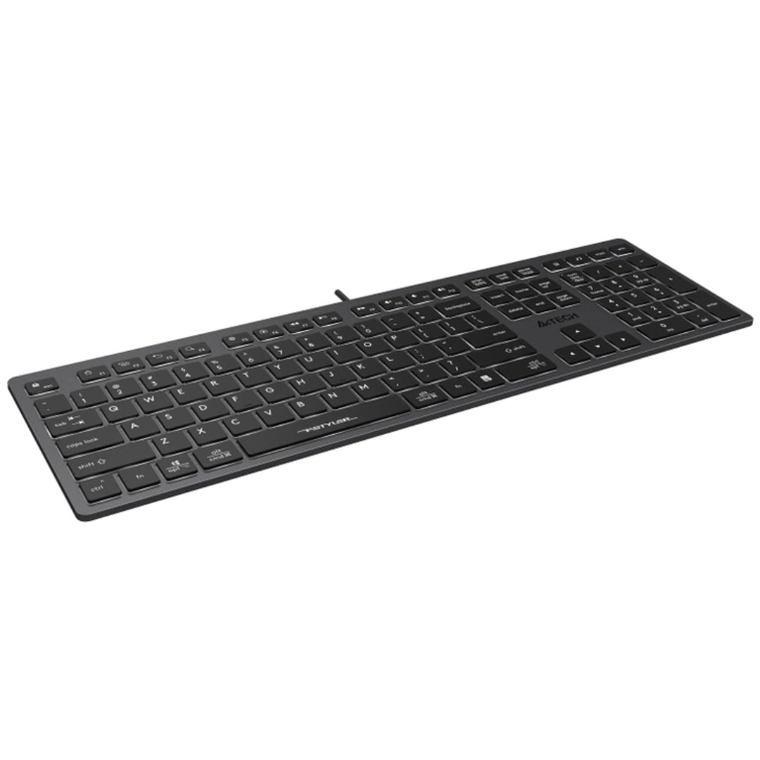 A4tech FX60H Tastiera da gioco QWERTY 12 tasti multimediali 2 porte USB Plug & Play Porta USB cablata Lunghezza cavo 1,5 m (retroilluminazione bianca)