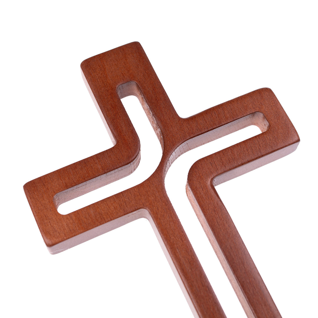 Croce moderna in legno, colore marrone 25x16x1,6 cm