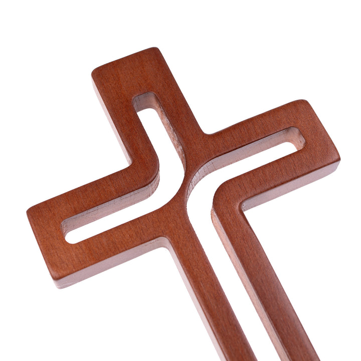 Croce moderna in legno, colore marrone 25x16x1,6 cm