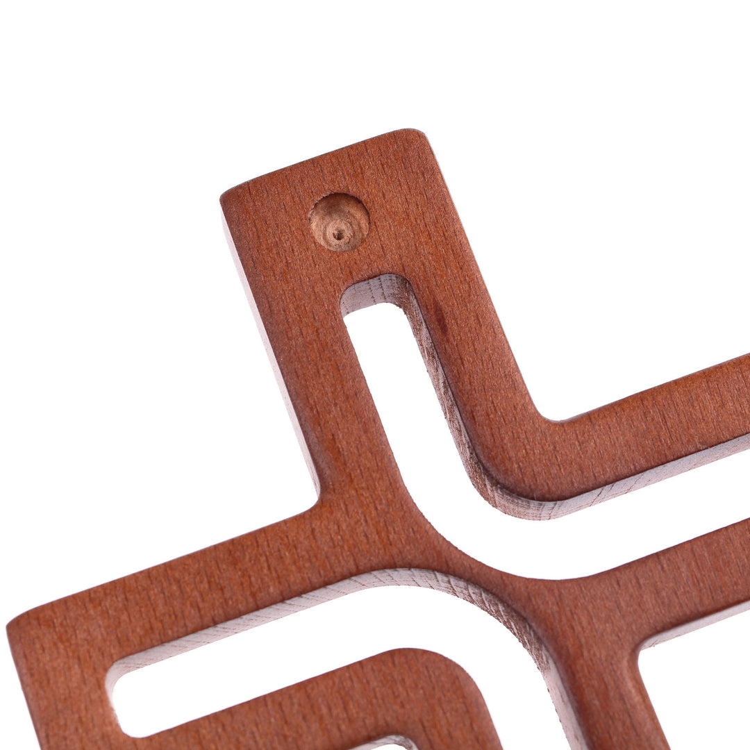 Croce moderna in legno, colore marrone 25x16x1,6 cm