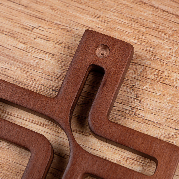Croce moderna in legno, colore marrone 25x16x1,6 cm