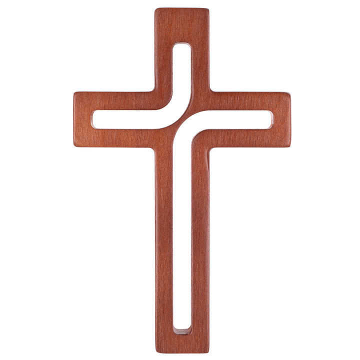 Croce moderna in legno, colore marrone  30x18x1,8 cm