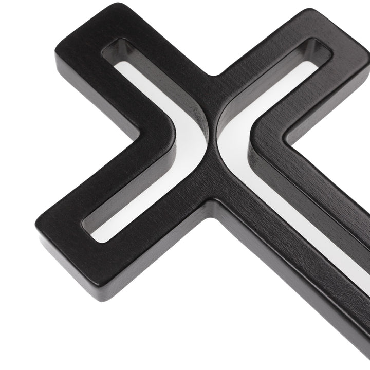 Croce pendente moderna in legno, colore nero 30x18x1,8 cm
