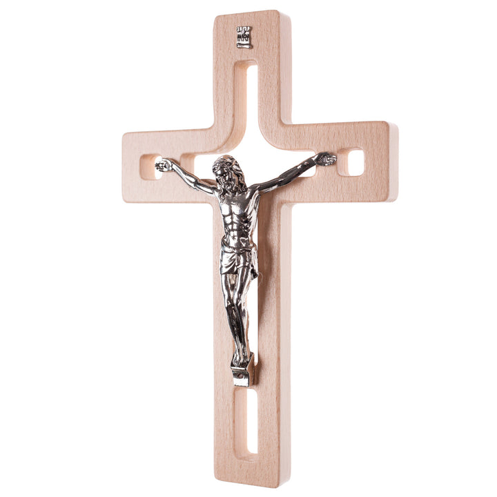 Croce moderna da parete Crice in legno di faggio, colore naturale 18x12x1,4 cm