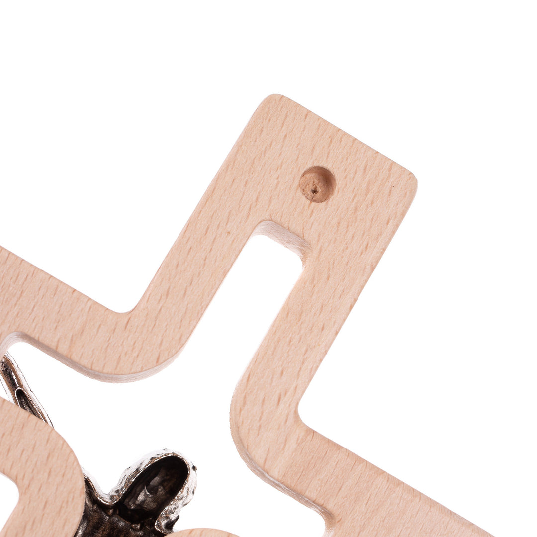 Croce moderna da parete Crice in legno di faggio, colore naturale 18x12x1,4 cm