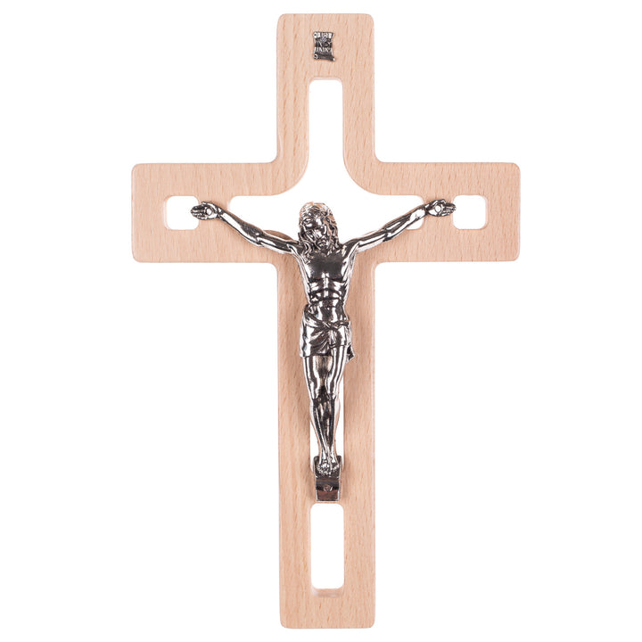 Croce moderna da parete Crice in legno di faggio, colore naturale 18x12x1,4 cm