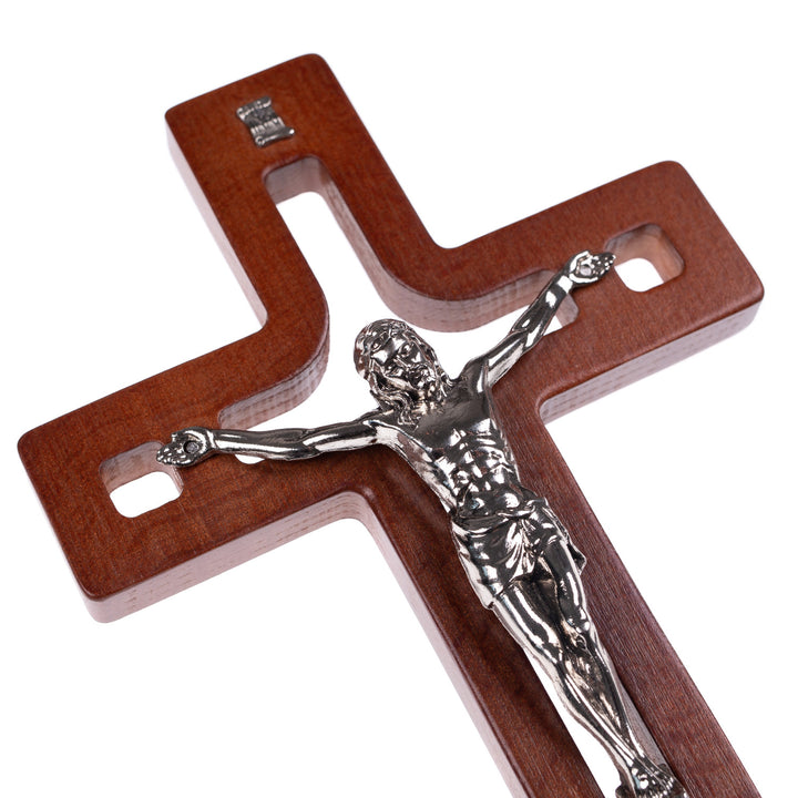 Croce moderna da parete Crice in legno di faggio, colore marrone 25x16x1,6cm