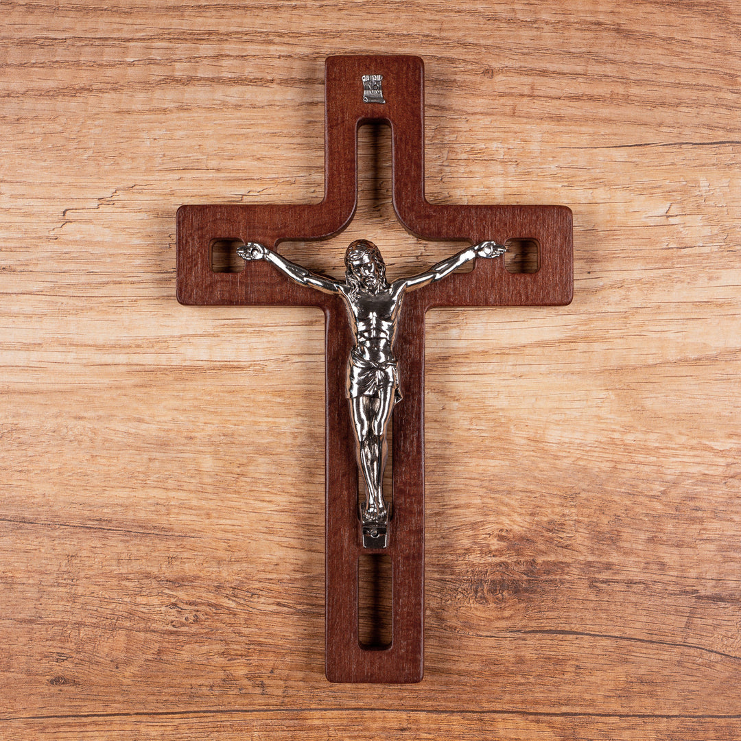 Croce moderna da parete Crice in legno di faggio, colore marrone 25x16x1,6cm