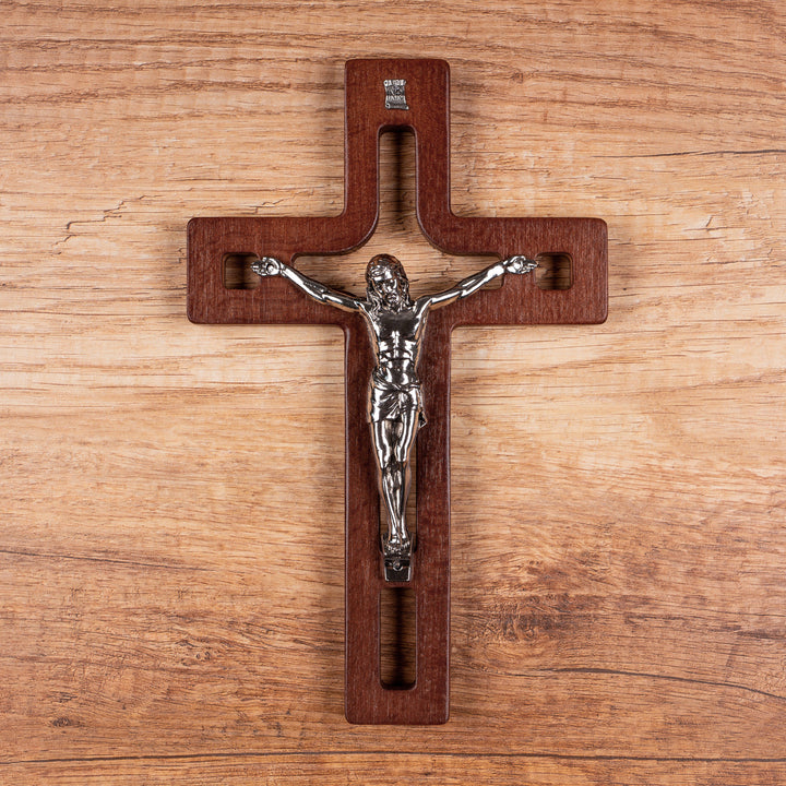 Croce moderna da parete Crice in legno di faggio, colore marrone 25x16x1,6cm