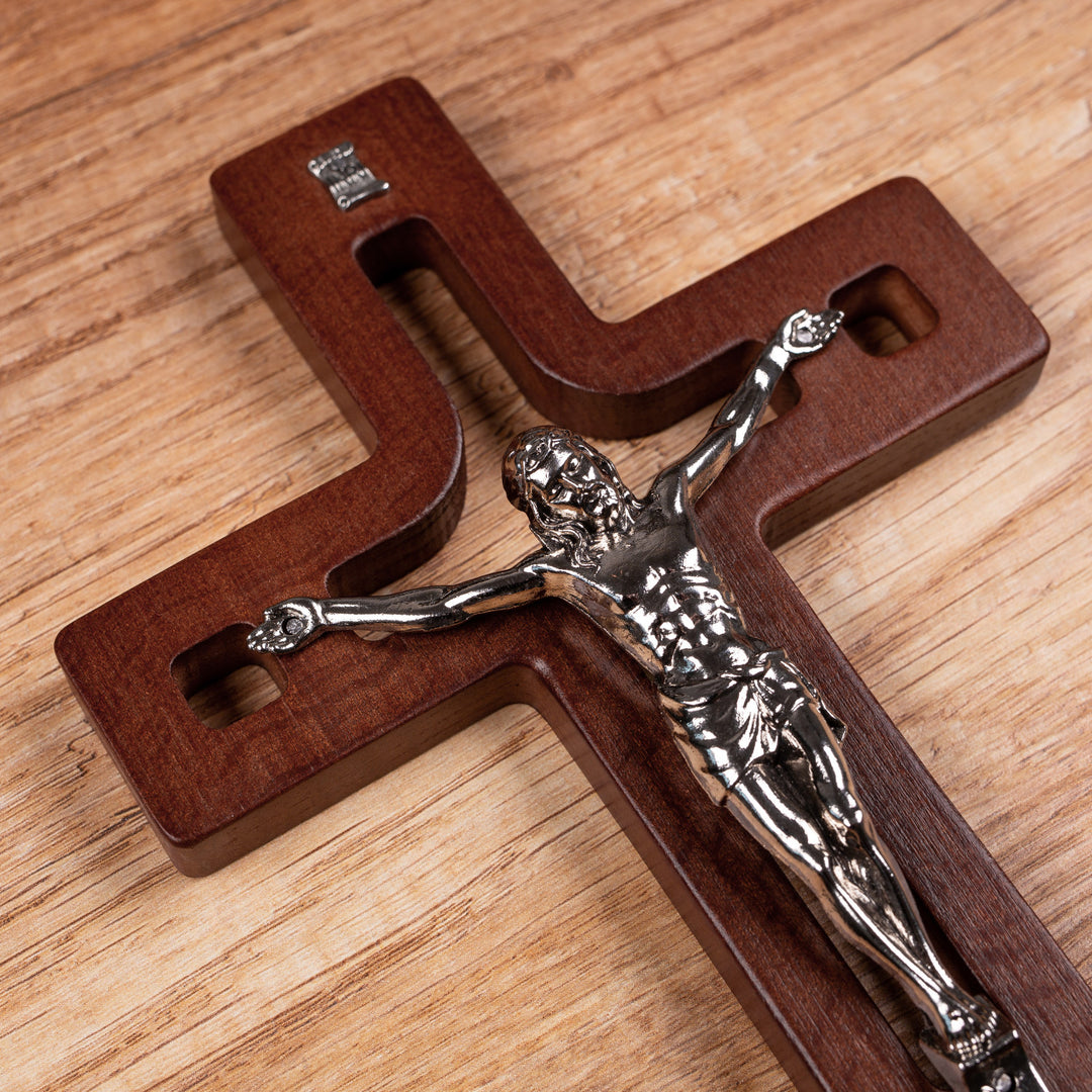 Croce moderna da parete Crice in legno di faggio, colore marrone 25x16x1,6cm