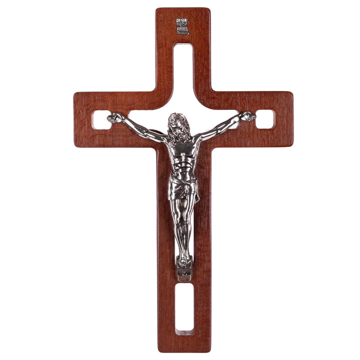 Croce moderna da parete Crice in legno di faggio, colore marrone 25x16x1,6cm