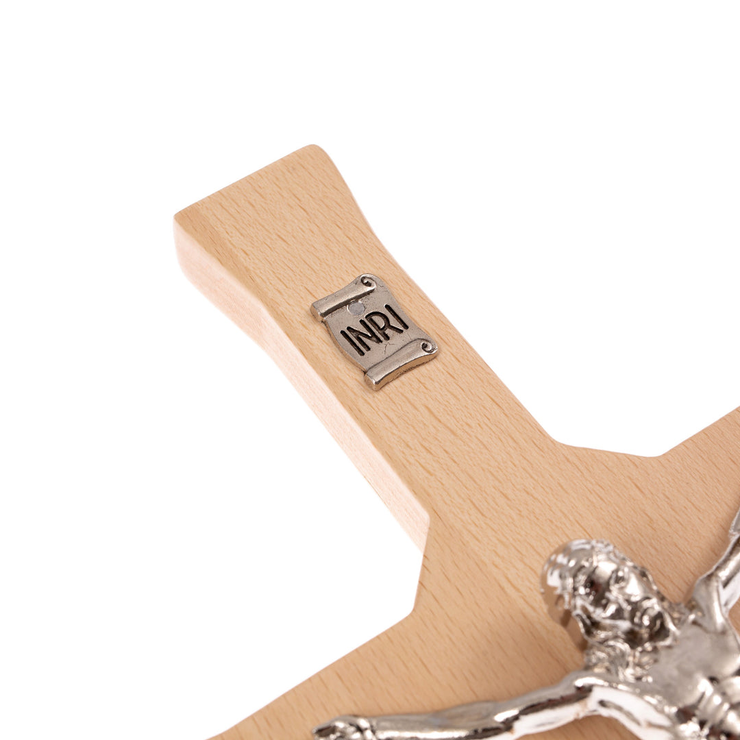 Croce classica appesa con croce naturale e croce a righe 22x10x1,6cm