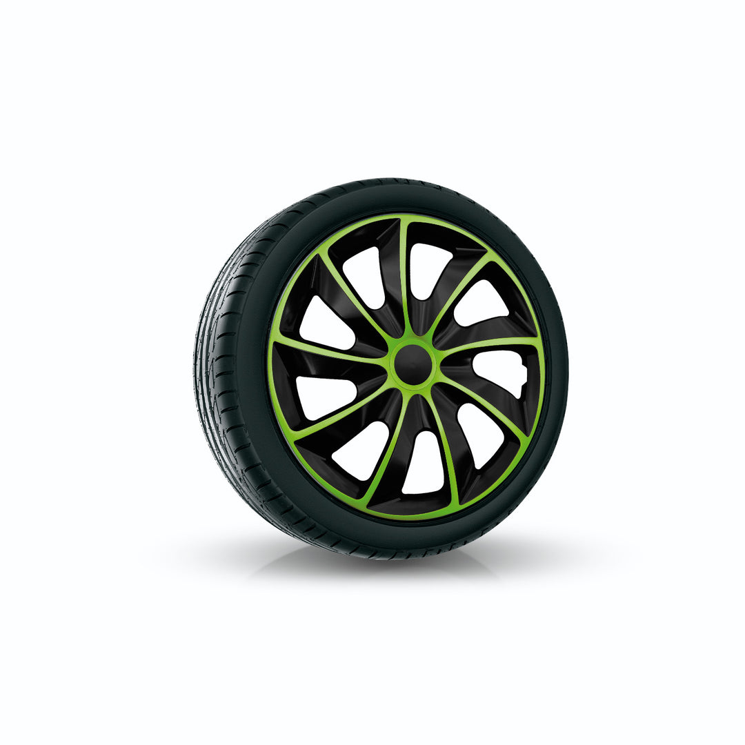 NRM  Coprimozzi universali 14'' QUAD BiColor nero/verde 4 pezzi