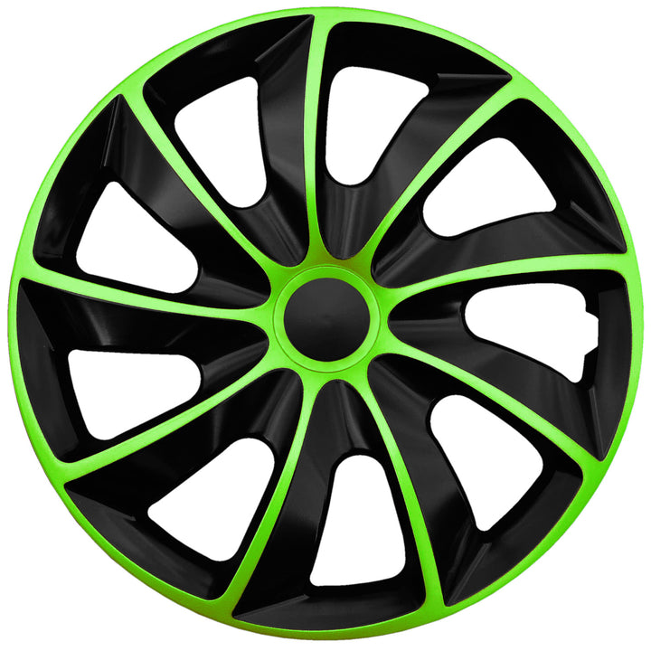 NRM  Coprimozzi universali 14'' QUAD BiColor nero/verde 4 pezzi