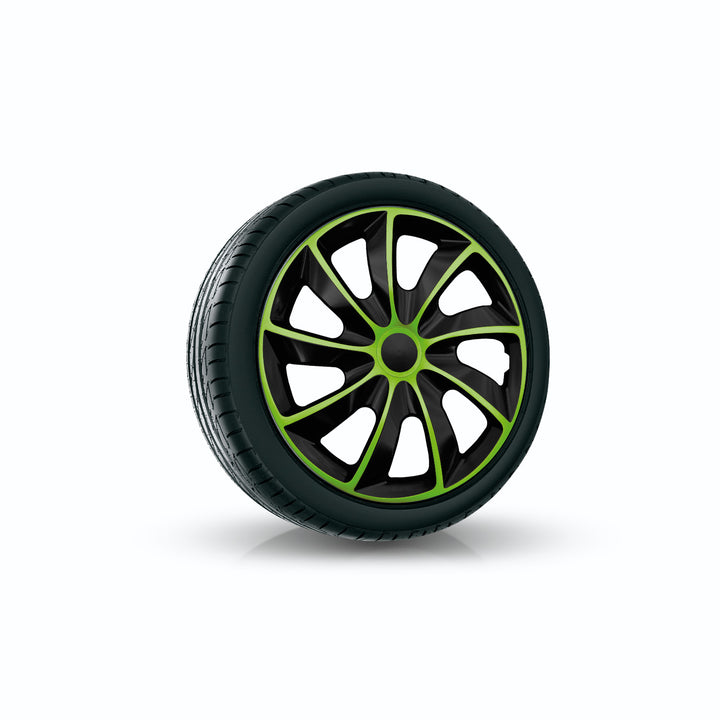 NRM QUAD Copricerchi universali  15'' QUAD BiColor nero/verde 4 pezzi